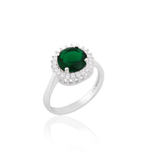 Cargar imagen en el visor de la galería, Anillo Redondo Color Verde en Plata 925
