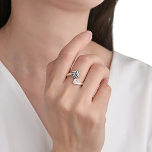 Anillo Ajustable con Pelota de Voleibol en Plata 925
