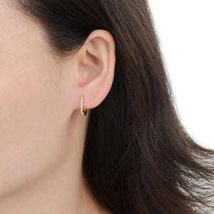 Argollas Huggies Modelo Iana 12mm en Plata 925 con Baño de Oro