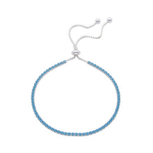 Cargar imagen en el visor de la galería, Pulsera Tennis Azul 2.3mm Ajustable en Plata 925
