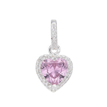 Cargar imagen en el visor de la galería, Cadena con Dije de Corazón Rosado 9x10mm en Plata 925
