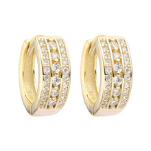 Cargar imagen en el visor de la galería, Argollas Huggies Modelo Bella 14mm en Plata 925 con Baño de Oro
