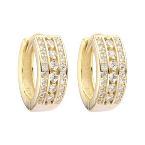 Argollas Huggies Modelo Bella 14mm en Plata 925 con Baño de Oro