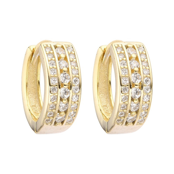 Argollas Huggies Modelo Bella 14mm en Plata 925 con Baño de Oro