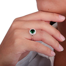 Cargar imagen en el visor de la galería, Anillo Redondo Color Verde en Plata 925
