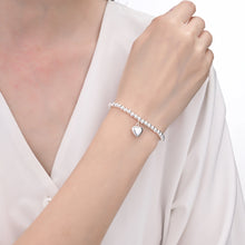Cargar imagen en el visor de la galería, Pulsera de Bolitas 4mm con Corazón en Plata 925
