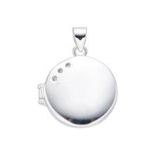 Cargar imagen en el visor de la galería, Dije Relicario Redondo 18mm con 3 circones en plata 925
