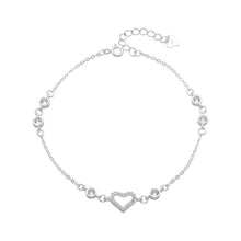 Cargar imagen en el visor de la galería, Pulsera de Corazón con Punto Luz Plata 925
