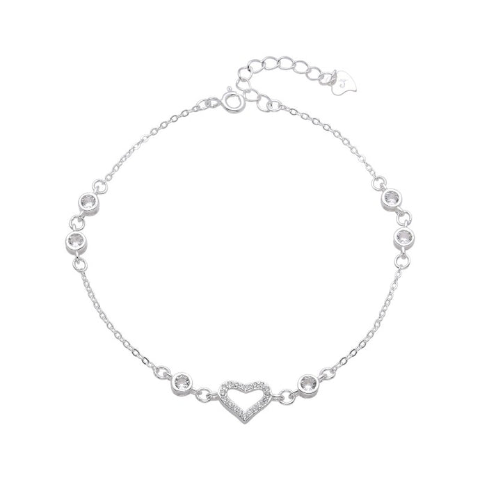 Pulsera de Corazón con Punto Luz Plata 925