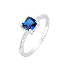 Cargar imagen en el visor de la galería, Anillo Circón Azul Cuadrado en Plata 925
