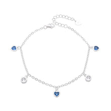 Cargar imagen en el visor de la galería, Pulsera de Corazones Azules en Plata 925
