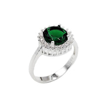 Cargar imagen en el visor de la galería, Anillo Redondo Color Verde en Plata 925
