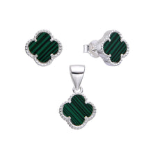 Cargar imagen en el visor de la galería, Juego de Flor Verde VAN 8mm en Plata 925
