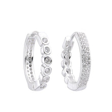 Cargar imagen en el visor de la galería, Argollas Huggies Punto Luz 15mm Reversibles en Plata 925
