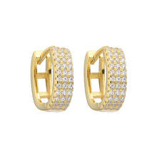 Cargar imagen en el visor de la galería, Argollas Huggies Modelo Dania 12mm en Plata 925 con Baño de Oro
