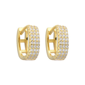 Argollas Huggies Modelo Dania 12mm en Plata 925 con Baño de Oro