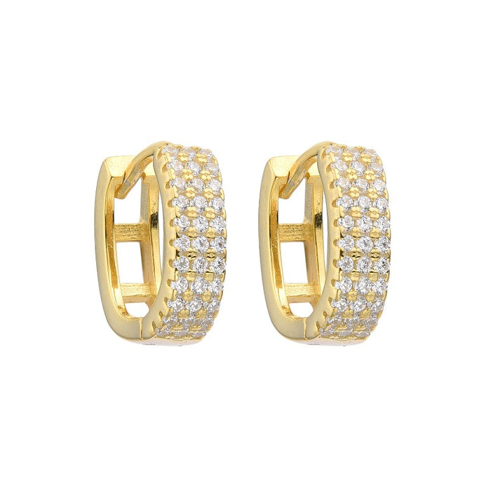 Argollas Huggies Modelo Dania 12mm en Plata 925 con Baño de Oro