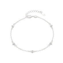 Cargar imagen en el visor de la galería, Pulsera Forzantina con Corazones Punto Luz en Plata 925
