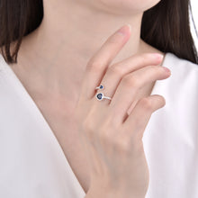 Cargar imagen en el visor de la galería, Anillo Ajustable de Corazón Azul en Plata 925
