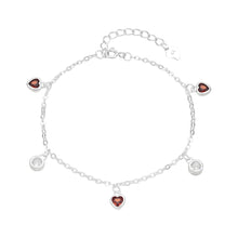 Cargar imagen en el visor de la galería, Pulsera de Corazones Rojos en Plata 925
