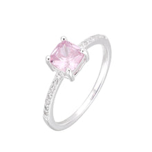 Cargar imagen en el visor de la galería, Anillo Circón Rosado Cuadrado en Plata 925
