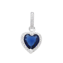 Cargar imagen en el visor de la galería, Cadena con Dije de Corazón Azul 9x10mm en Plata 925
