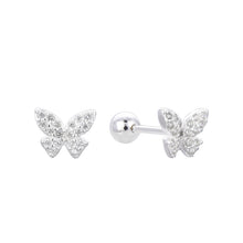 Cargar imagen en el visor de la galería, Zarcillos de Rosca Mariposa Circones en Plata 925
