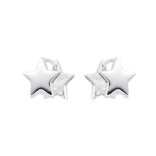 Cargar imagen en el visor de la galería, Argollas Huggies de Estrellas 9mm en Plata 925
