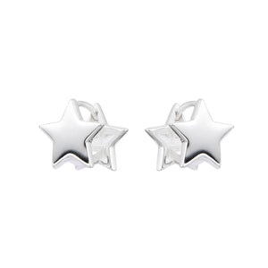 Argollas Huggies de Estrellas 9mm en Plata 925