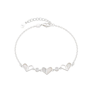 Pulsera de Corazones con Nácar en Plata 925