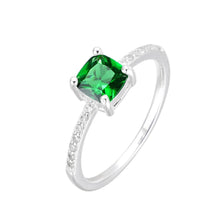 Cargar imagen en el visor de la galería, Anillo Circón Verde Cuadrado en Plata 925
