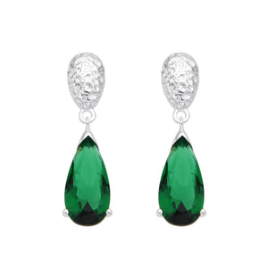 Zarcillos de Gota Verde en Plata 925