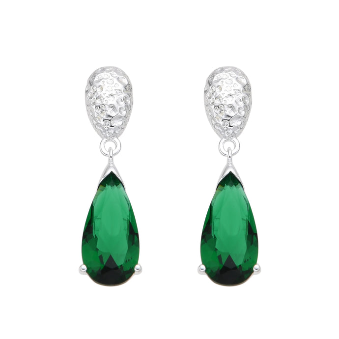 Zarcillos de Gota Verde en Plata 925