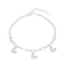Cargar imagen en el visor de la galería, Pulsera Combinada con Corazones en Plata 925
