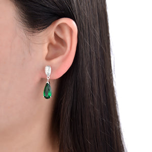 Zarcillos de Gota Verde en Plata 925