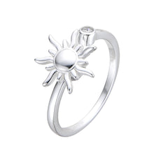 Cargar imagen en el visor de la galería, Anillo Ajustable de Sol Antiestrés en Plata 925
