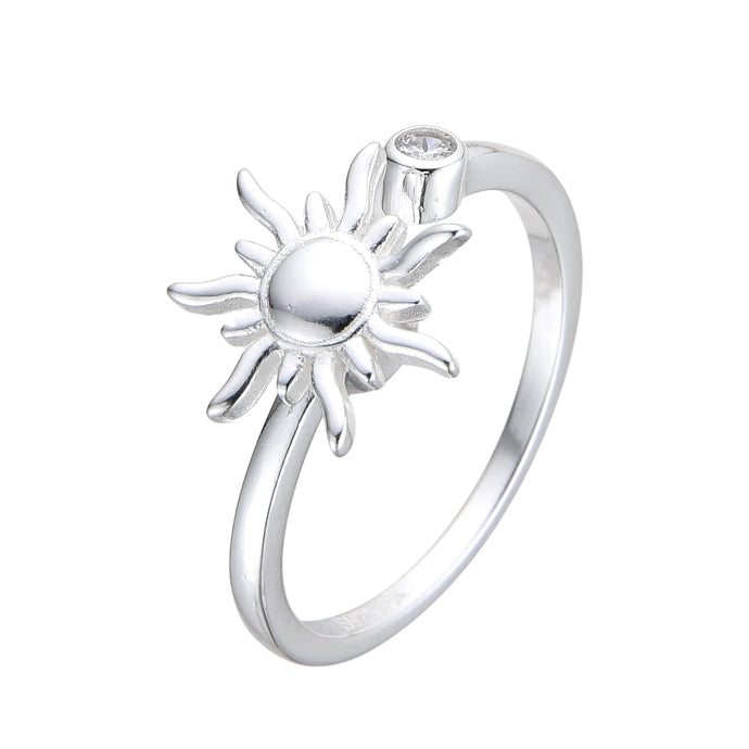 Anillo Ajustable de Sol Antiestrés en Plata 925