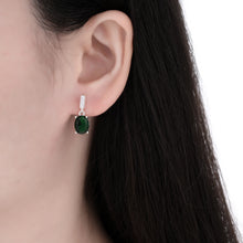 Cargar imagen en el visor de la galería, Zarcillos Ovalados Circon Verde en Plata 925
