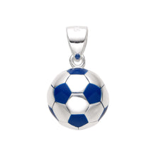 Cargar imagen en el visor de la galería, Cadena con Dije de Pelota de Fútbol Azul en Plata 925
