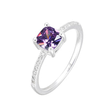 Cargar imagen en el visor de la galería, Anillo Circón Morado Cuadrado en Plata 925

