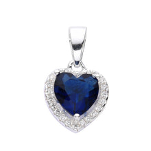 Cargar imagen en el visor de la galería, Cadena con Dije de Corazón Azul 10mm en Plata 925
