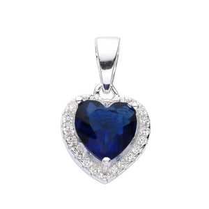 Cadena con Dije de Corazón Azul 10mm en Plata 925