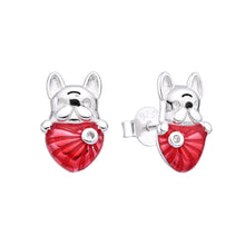 Cargar imagen en el visor de la galería, Zarcillos de Perro Bulldog en Plata 925
