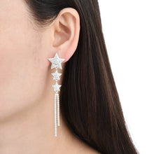 Cargar imagen en el visor de la galería, Zarcillos de Estrellas con Tennis en Plata 925
