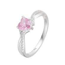 Cargar imagen en el visor de la galería, Anillo de Corazón con Circón Rosado en Plata 925
