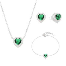 Cargar imagen en el visor de la galería, Juego de Corazón Verde con Pulsera Plata 925
