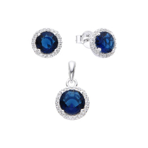 Juego Redondo Azul en Plata 925