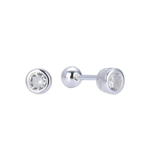 Zarcillos de Rosca Punto Luz 4mm en Plata 925