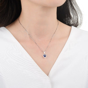 Cadena con Dije de Corazón Azul 10mm en Plata 925
