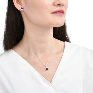 Juego Redondo Azul en Plata 925